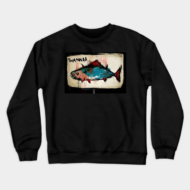 Colorful Tuna in Neo-Expressionist Style Painting Crewneck Sweatshirt by Walter WhatsHisFace